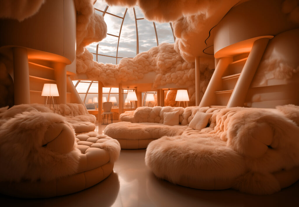 peach fuzz hotel decorating